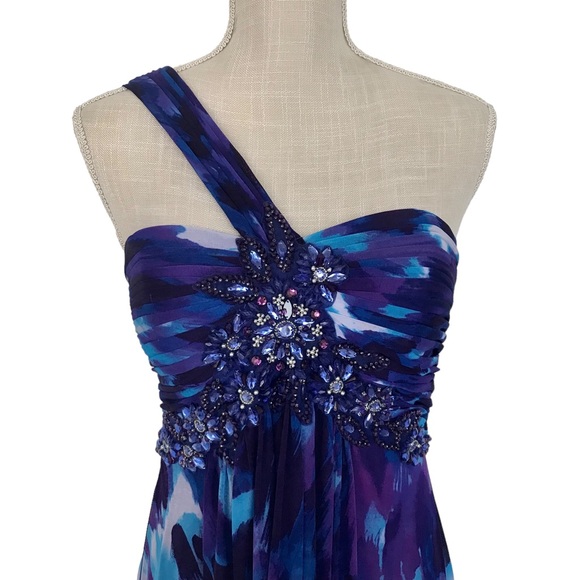 Ocean blue XSCAPE Maxi formal chiffon dress in size 4 - Picture 10 of 15